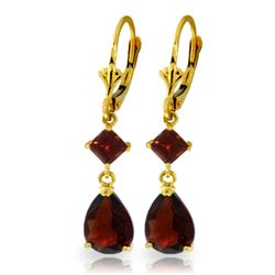 Genuine 4.5 ctw Garnet Earrings Jewelry 14KT Yellow Gold - REF-41M4T