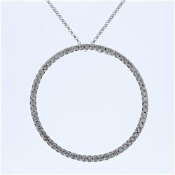 14K White Gold 0.86CTW Diamond Necklace - REF-72M4F