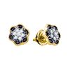 Image 1 : 0.27 CTW Black Colored Natural Diamond Flower Cluster Stud Earrings 10K Yellow Gold