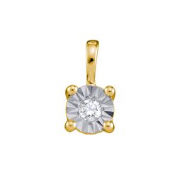 0.1 CTW Natural Diamond Solitaire Illusion Miracle Setting Pendant 10K Yellow Gold