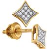 Image 1 : 0.05 CTW Natural Diamond Square Kite Cluster Screwback Earrings 10K Yellow Gold