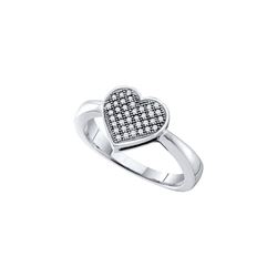 0.1 CTW Natural Diamond Heart Love Cluster Ring 10K White Gold