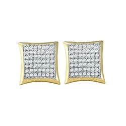 0.33 CTW Unisex Natural Diamond Micropave Square Kite Screwback Stud Earrings 10K Yellow Gold
