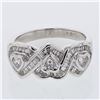 Image 1 : 3 Diamond Hearts Ring w/ Channel-set accents in 18K White Gold - REF-148H6W