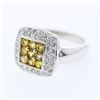 Image 1 : Pave Yellow Sapphire with Diamond Ring in 14K White Gold - REF-86N9A