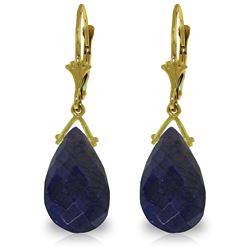 Genuine 15.6 ctw Sapphire Earrings Jewelry 14KT Yellow Gold - REF-96Z2N