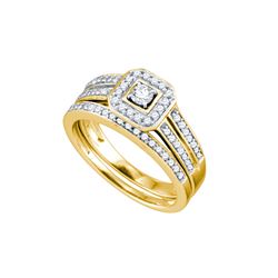 0.5 CTW Natural Diamond Halo Bridal Engagement Ring 14K Yellow Gold