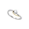 Image 1 : 0.2 CTW Natural Diamond Solitaire Bridal Engagement Ring 10K Multi-Tone Gold
