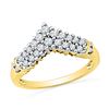 Image 1 : 0.5 CTW Natural Diamond Chevron Band 10K Yellow Gold
