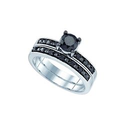 1 CTW Black Colored Diamond Bridal Engagement Ring 10K White Gold