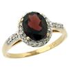 Image 1 : Natural 1.3 ctw Garnet & Diamond Engagement Ring 10K Yellow Gold - REF-26Y3X