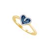 Image 1 : 0.1 CTW Blue Colored Diamond Heart Love Ring 10K Yellow Gold