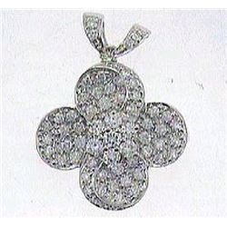 14K White Gold 1.04CTW Diamond Necklaces - REF-129R7K
