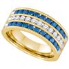Image 1 : 1 CTW Blue Colored Diamond Milgrain Striped Band 10K Yellow Gold