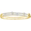Image 1 : 1 CTW Natural Diamond Flower Cluster Bangle Bracelet 14K Yellow Gold
