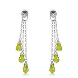 Genuine 10.53 ctw Peridot & Diamond Earrings Jewelry 14KT White Gold - REF-33P7H