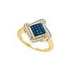 Image 1 : 0.33 CTW Blue Colored Diamond Cluster Ring 10K Yellow Gold