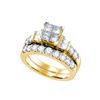 Image 1 : 1 CTW Natural Princess Diamond Invisible-set Bridal Engagement Ring 14K Yellow Gold