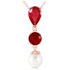 Image 1 : Genuine 5.05 ctw Ruby & Pearl Necklace Jewelry 14KT Rose Gold - REF-33A8K