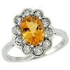 Image 1 : Natural 2.34 ctw Citrine & Diamond Engagement Ring 14K White Gold - REF-81W4K