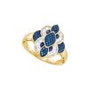 Image 1 : 0.45 CTW Blue Colored Diamond Cluster Ring 10K Yellow Gold