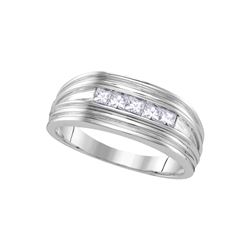 0.5 CTW Mens Princess Natural Diamond Band 10K White Gold