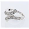 Image 1 : Bypass Diamond Band Prong-set w/ Millgrain in 14K White Gold - REF-99F5M