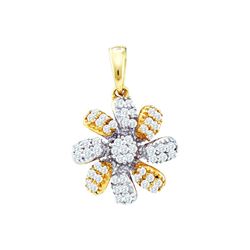 0.25 CTW Natural Diamond Flower Cluster Petals Pendant 10K Yellow Gold