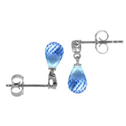 Genuine 2.73 ctw Blue Topaz & Diamond Earrings Jewelry 14KT White Gold - REF-19N7R