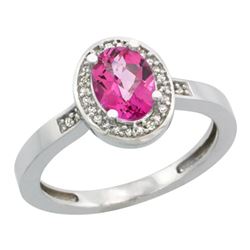 Natural 1.08 ctw Pink-topaz & Diamond Engagement Ring 10K White Gold - REF-25Y5X