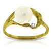 Image 1 : Genuine 2.02 ctw Pearl & Diamond Ring Jewelry 14KT Yellow Gold - REF-27Y2F