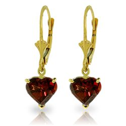 Genuine 3.05 ctw Garnet Earrings Jewelry 14KT Yellow Gold - REF-29H7X