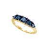 Image 1 : 1 CTW Blue Colored Diamond 5-stone Anniversary Ring 10K Yellow Gold