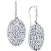 Image 1 : 1.10 CTW Natural Diamond Dangle Oval Cluster Earrings 10K White Gold