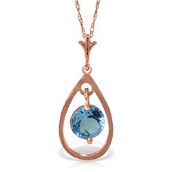 Genuine 0.30 CTW Blue Topaz Necklace Jewelry 14KT Rose Gold - REF-15P9H