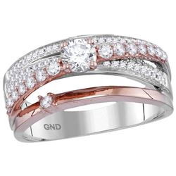 0.75 CTW Natural Diamond Crossover Cocktail Ring 14K Multi-Tone Gold