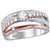 Image 1 : 0.75 CTW Natural Diamond Crossover Cocktail Ring 14K Multi-Tone Gold