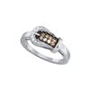 0.24 CTW Cognac-brown Colored Diamond Belt Buckle Ring 10K White Gold