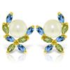 Genuine 3.25 ctw Blue Topaz & Peridot Earrings Jewelry 14KT Yellow Gold - REF-30M2T