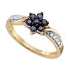 0.33 CTW Black Colored Diamond Cluster Ring 10K Yellow Gold