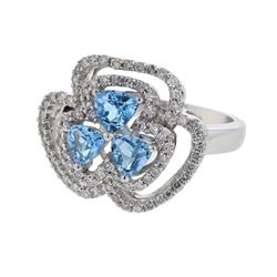 14K WhiteGold 1.74CTW Topaz&Diamond Cocktail Ring - REF-87A5N