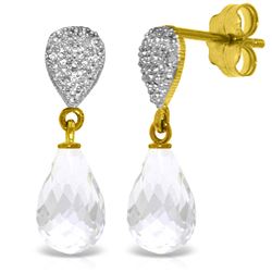 Genuine 4.53 ctw White Topaz & Diamond Earrings Jewelry 14KT Yellow Gold - REF-25P6H