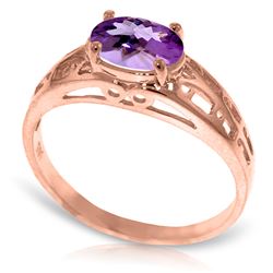 Genuine 1.15 ctw Amethyst Ring Jewelry 14KT Rose Gold - REF-32M3T