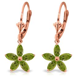 Genuine 2.8 ctw Peridot Earrings Jewelry 14KT Rose Gold - REF-46Y7F