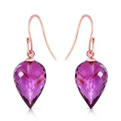 Genuine 19 ctw Amethyst Earrings Jewelry 14KT Rose Gold - REF-28R4P