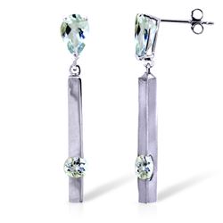 Genuine 4.25 ctw Aquamarine Earrings Jewelry 14KT White Gold - REF-66Z6N