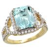 Natural 2.78 ctw aquamarine & Diamond Engagement Ring 14K Yellow Gold - REF-116N5G