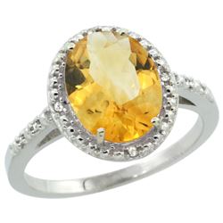 Natural 2.42 ctw Citrine & Diamond Engagement Ring 10K White Gold - REF-25W5K