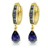 Genuine 4.55 ctw Sapphire Earrings Jewelry 14KT Yellow Gold - REF-70H3X