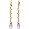 Genuine 6.12 ctw Pink Topaz & Diamond Earrings Jewelry 14KT Yellow Gold - REF-52V9W